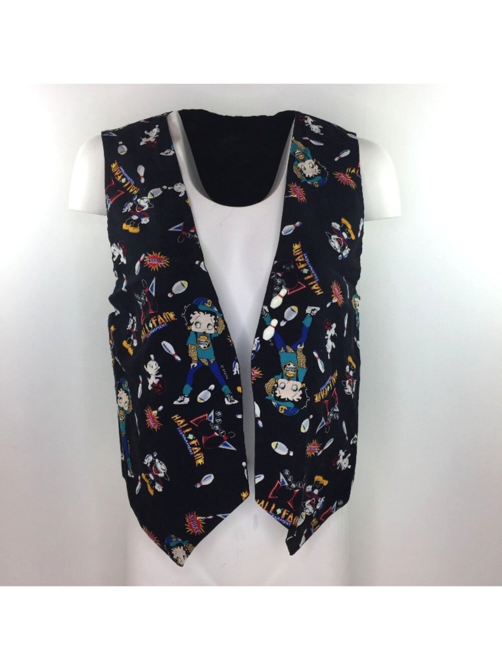 Handmade Womens Betty Boop Bowling Black Vest